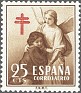 Spain 1953 Pro Tuberculous 25 CTS Marron Edifil 1123. Spain 1953 Edifil 1123 Tuberculosos. Uploaded by susofe
